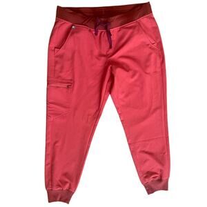 Figs Zamora High Waisted Jogger Scrub Pants in Clay Size Large Petite